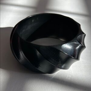 Black Sculpted Bangle Bracelet
